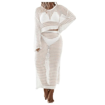 GORGLITTER Women's Plus Size Crochet Cover Ups Set