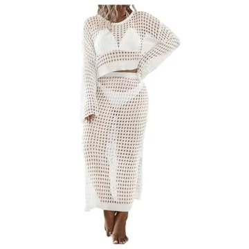 GORGLITTER Women's Plus Size Crochet Cover Ups Set