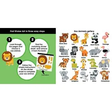 First Sticker Art: Zoo Animals: Color By Stickers for Kids, Make 20 Animal Pictures! (Independent Activity Book, Perfect Valentine's Day Gift for Ages 3+)