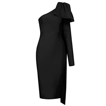 Elegant UONBOX One Shoulder Bowknot Club Dress for Women