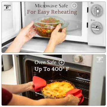 Moss & Stone Basics 6-Piece Clear Glass Casserole Dishes for Oven With Lids, Durable Borosilicate Glass Bakeware Set, Glass Bowls Bakeware Dish Microwave Safe, 3 Size Round Casserole Dish With Lid