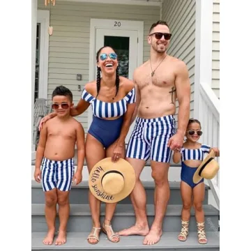 IFFEI Family Matching Swimwear One Shoulder Strapless Bathing Suits