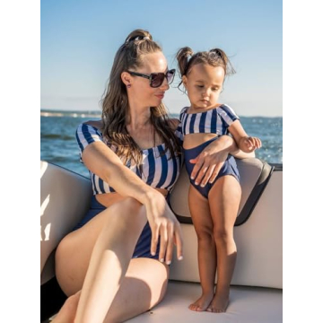 IFFEI Family Matching Swimwear One Shoulder Strapless Bathing Suits