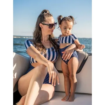 IFFEI Family Matching Swimwear One Shoulder Strapless Bathing Suits