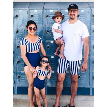 IFFEI Family Matching Swimwear One Shoulder Strapless Bathing Suits