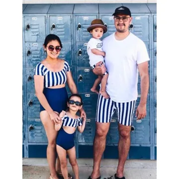 IFFEI Family Matching Swimwear One Shoulder Strapless Bathing Suits