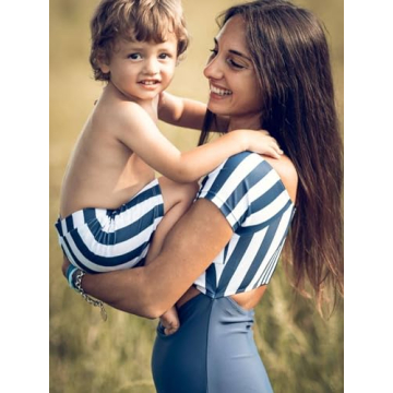 IFFEI Family Matching Swimwear One Shoulder Strapless Bathing Suits