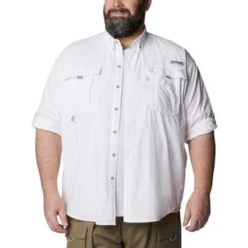Columbia Men's Bahama II Long Sleeve Shirt, White, Large