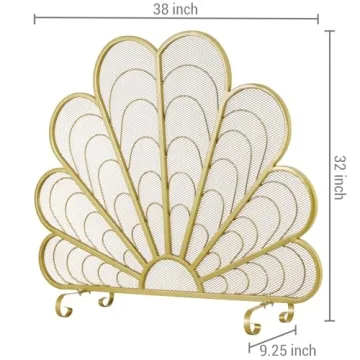 Elegant Peacock Feather Fireplace Screen - Safety & Style