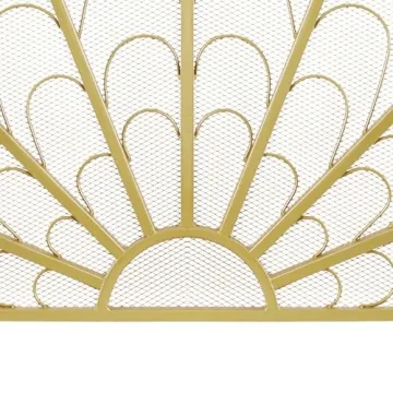 Elegant Peacock Feather Fireplace Screen - Safety & Style