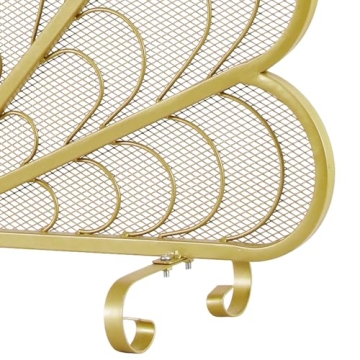 Elegant Peacock Feather Fireplace Screen - Safety & Style