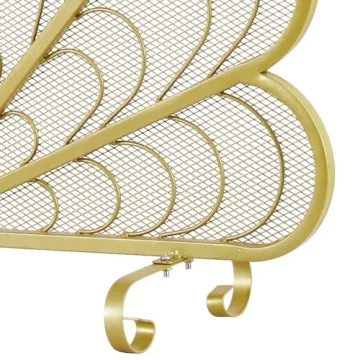 Elegant Peacock Feather Fireplace Screen - Safety & Style