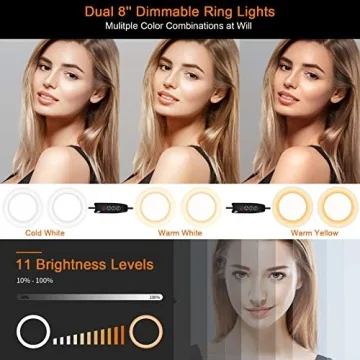 Xeneo 8'' Dual Ring Light with Tripod for Vlogging