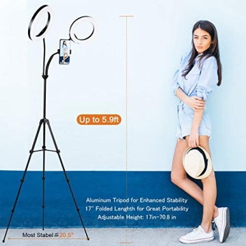 Xeneo 8'' Dual Ring Light with Tripod for Vlogging