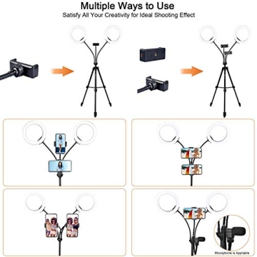 Xeneo 8'' Dual Ring Light with Tripod for Vlogging