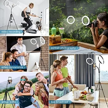 Xeneo 8'' Dual Ring Light with Tripod for Vlogging