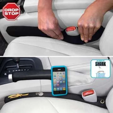 Drop Stop Car Seat Gap Filler - 2 Pack with Light