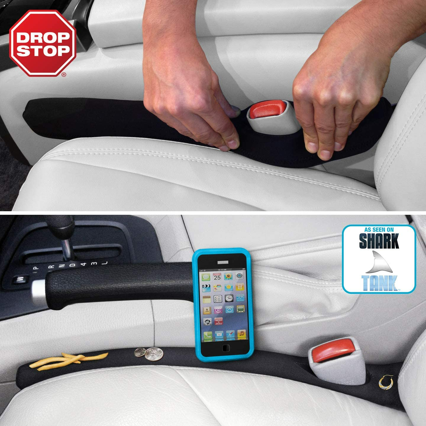 Drop Stop Car Seat Gap Filler - 2 Pack with Light