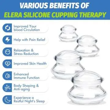 ELERA Silicone Cupping Therapy Sets, Chinese Suction Cups Sets for Cellulite Reduction and Body Massage (4 Cups)