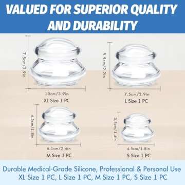 ELERA Silicone Cupping Therapy Sets, Chinese Suction Cups Sets for Cellulite Reduction and Body Massage (4 Cups)