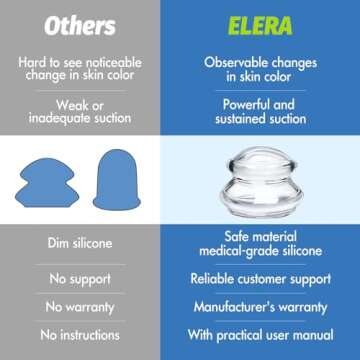 ELERA Silicone Cupping Therapy Sets, Chinese Suction Cups Sets for Cellulite Reduction and Body Massage (4 Cups)