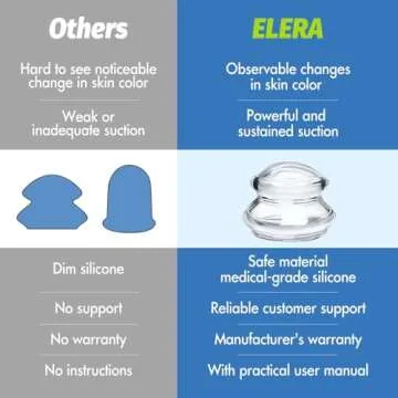 ELERA Silicone Cupping Therapy Sets, Chinese Suction Cups Sets for Cellulite Reduction and Body Massage (4 Cups)