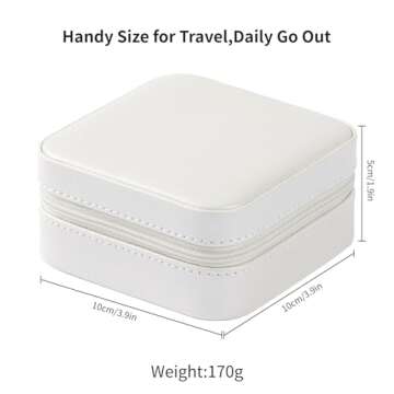 Vee Small Travel Jewelry Case, Mini Jewelry Organizer with Mirror Portable Display Storage Jewelry Box for Earrings, Rings, Necklaces, Bracelet, Valentine's Day Gift for Girls