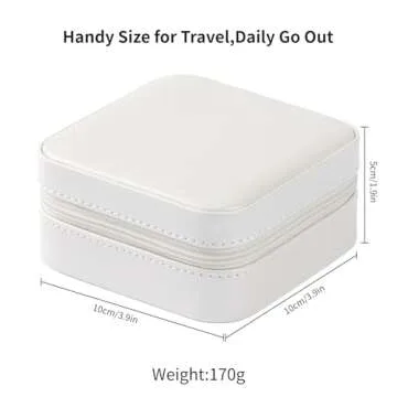 Vee Small Travel Jewelry Case, Mini Jewelry Organizer with Mirror Portable Display Storage Jewelry Box for Earrings, Rings, Necklaces, Bracelet, Valentine's Day Gift for Girls