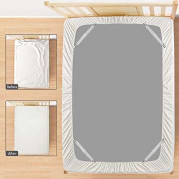 ACEDÉCOR Fitted Sheet Straps, White Bed Sheet Clips Keep Sheets in Place