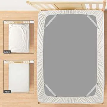 ACEDÉCOR Fitted Sheet Straps, White Bed Sheet Clips Keep Sheets in Place