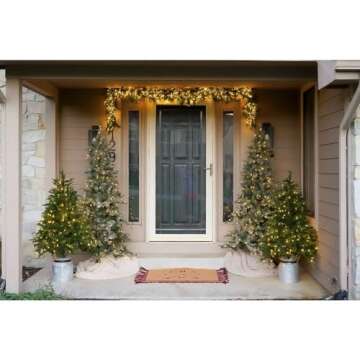 Fraser Hill Farm 7.5-Ft. Buffalo Fir Slim Artificial Christmas Tree with White Incandescent Smart Li...