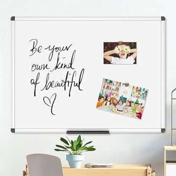 VIZ-PRO Magnetic Dry Erase Board, 24 X 18 Inches, Silver Aluminium Frame