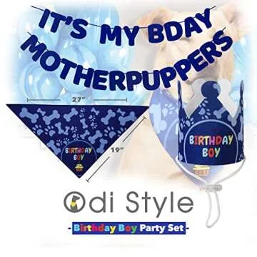Dog Birthday Party Supplies Set with Bandana and Crown