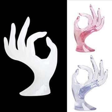 GrmeisLemc Desktop Decor OK Gesture Design Mannequin Hand Bracelet Ring Watch Display Stand Jewelry Holder Prop Ornament - Pink