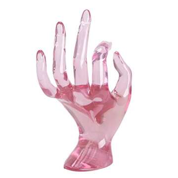 GrmeisLemc Desktop Decor OK Gesture Design Mannequin Hand Bracelet Ring Watch Display Stand Jewelry Holder Prop Ornament - Pink