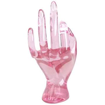 GrmeisLemc Desktop Decor OK Gesture Design Mannequin Hand Bracelet Ring Watch Display Stand Jewelry Holder Prop Ornament - Pink