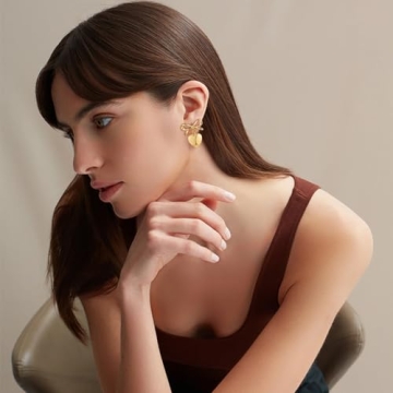 Stylish FAUTHENTICUTE Gold Heart Dangle Earrings for Women