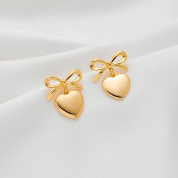 Stylish FAUTHENTICUTE Gold Heart Dangle Earrings for Women