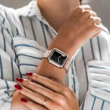 Luxury Apple Watch Band with TPU Case - Rose Gold