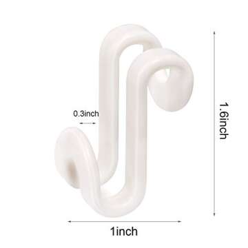 Mini Cascading Hanger Hooks, 60 Pcs Plastic Connector Hooks for Velvet Hanger or Clothes Hangers, Space Saving Hangers Hooks Closet Organizer - White