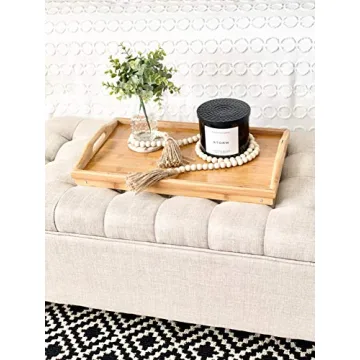 2Pcs Natural Wood Beads Garland with Tassel Boho Decor