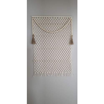 2Pcs Natural Wood Beads Garland with Tassel Boho Decor