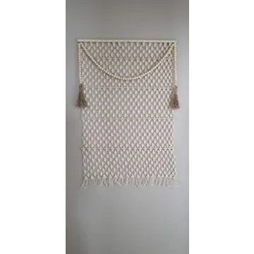 2Pcs Natural Wood Beads Garland with Tassel Boho Decor