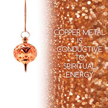 MyDeal Products Copper Dowsing Pendulum with Spiritual Energy Conductive Chain for Body Healing, Rei...