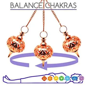 MyDeal Products Copper Dowsing Pendulum with Spiritual Energy Conductive Chain for Body Healing, Reiki Balancing Chakras, Aura Cleansing, Water Divining, Ghost Hunting, Meditation Chi