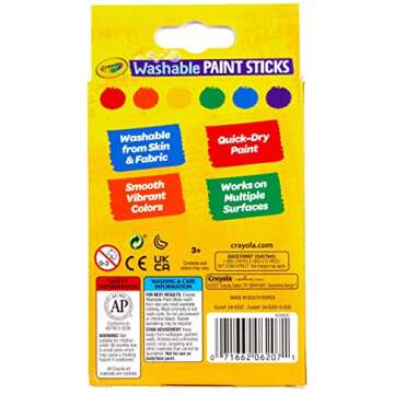 Washable Paint Sticks, No Water Required, Paint Set for Kids, Art Supplies, 6 Count