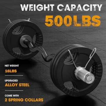 FEIERDUN Olympic EZ Curl Bar - 47" Weightlifting Curling Barbell (420LBS Capacity), Suitable for 2-Inch Weight Plates