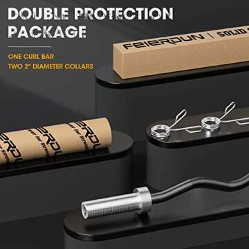 FEIERDUN Olympic EZ Curl Bar - 47" Weightlifting Curling Barbell (420LBS Capacity), Suitable for 2-Inch Weight Plates