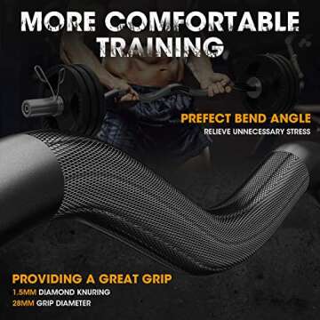 FEIERDUN Olympic EZ Curl Bar - 47" Weightlifting Curling Barbell (420LBS Capacity), Suitable for 2-Inch Weight Plates