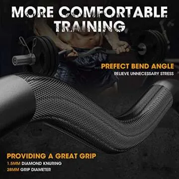 FEIERDUN Olympic EZ Curl Bar - 47" Weightlifting Curling Barbell (420LBS Capacity), Suitable for 2-Inch Weight Plates